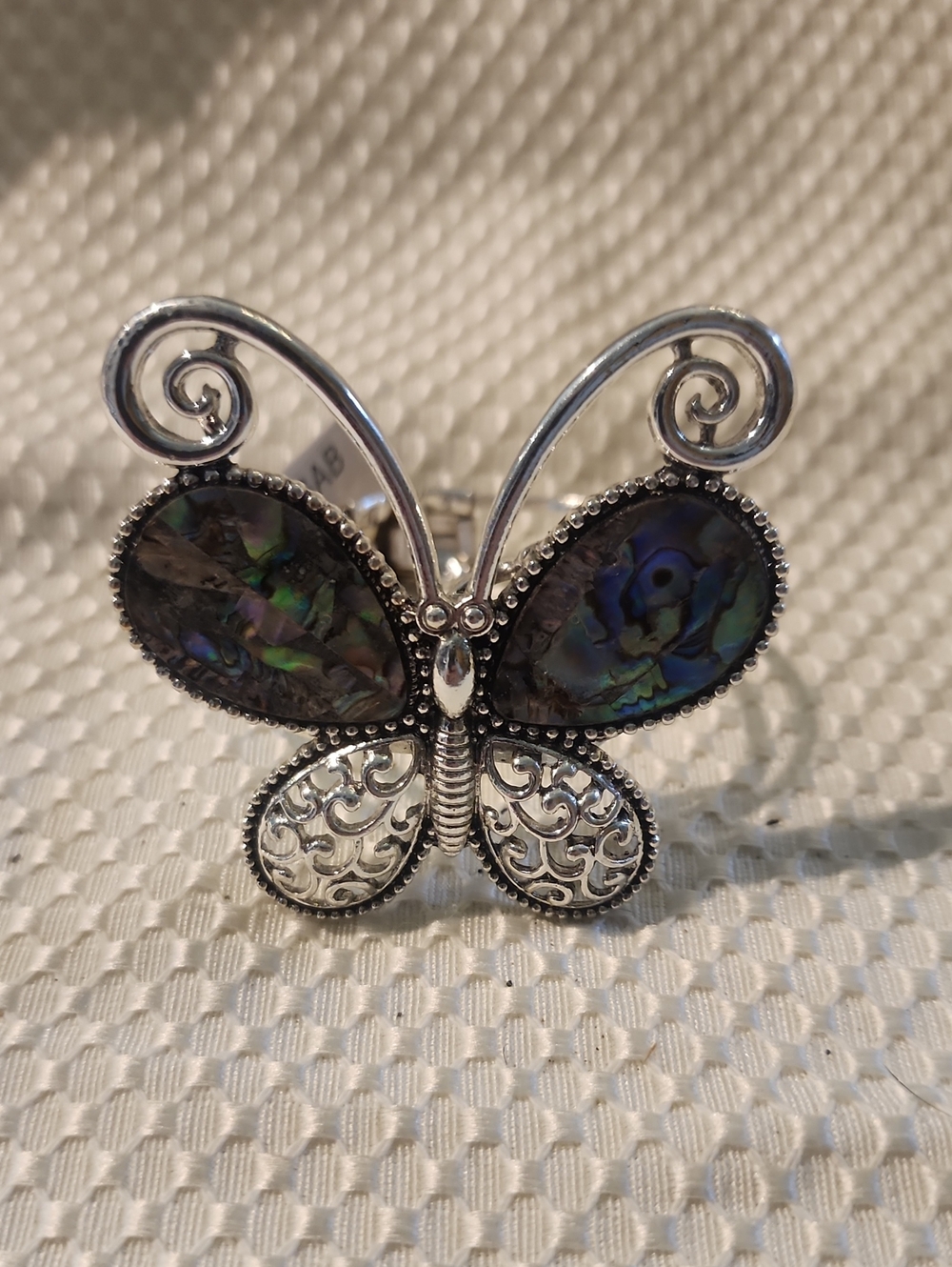 Fashion Jewelry Silver-Tone Butterfly Ring with Abalone Accent *2 For $13*